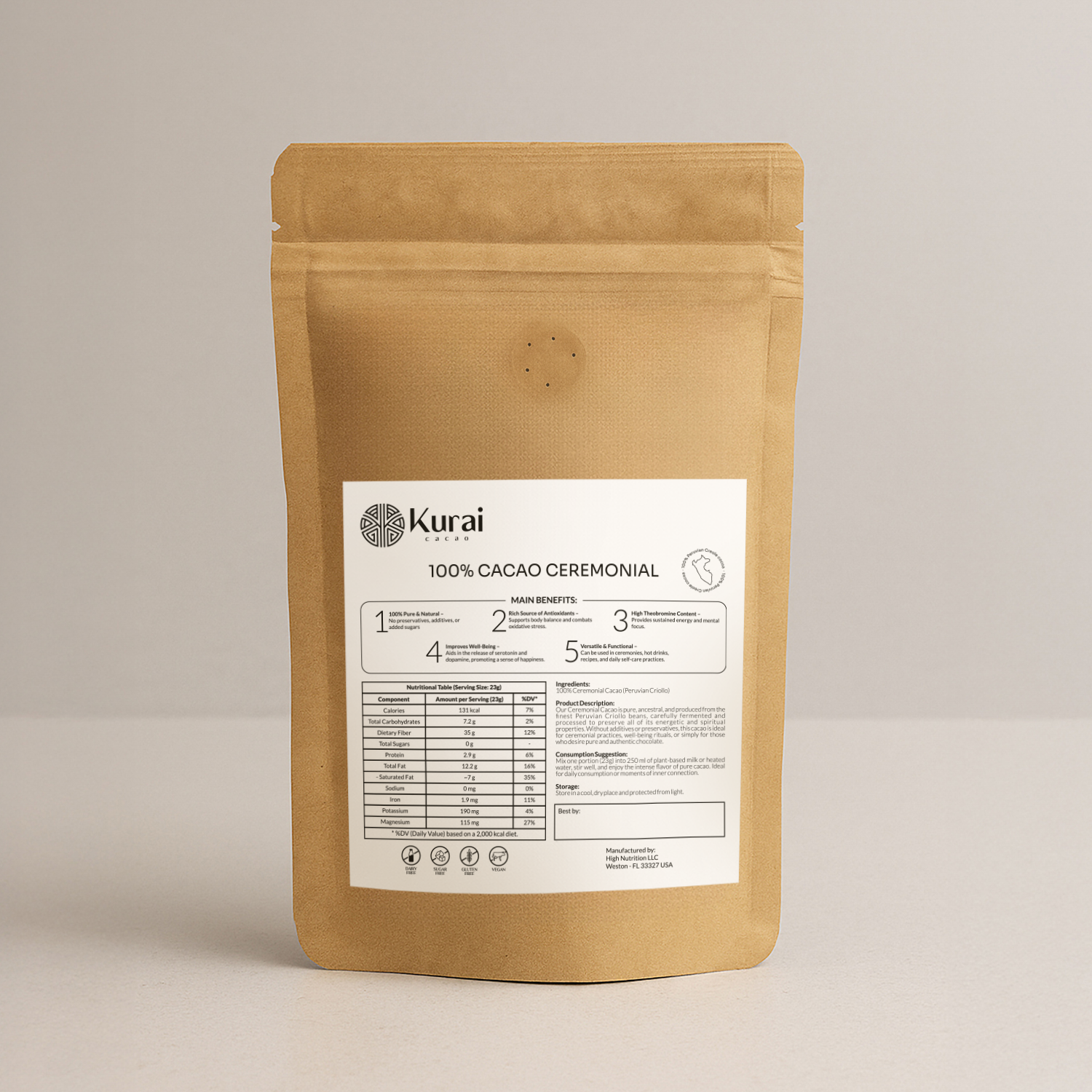Kurai 100% Pure Ceremonial Cacao | Rich in antioxidants & magnesium | Supports focus and wellness | Ideal for rituals or daily cacao drinks-1