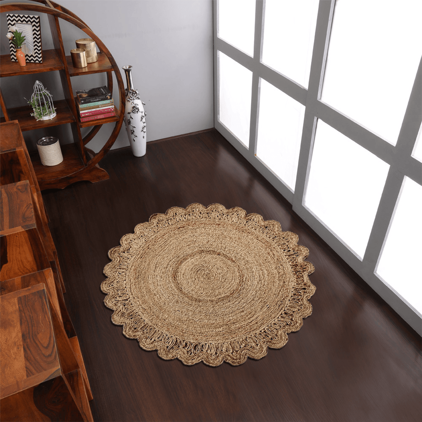 Rugsotic Hand Woven Eco-Friendly Jute Round Area Rug-17