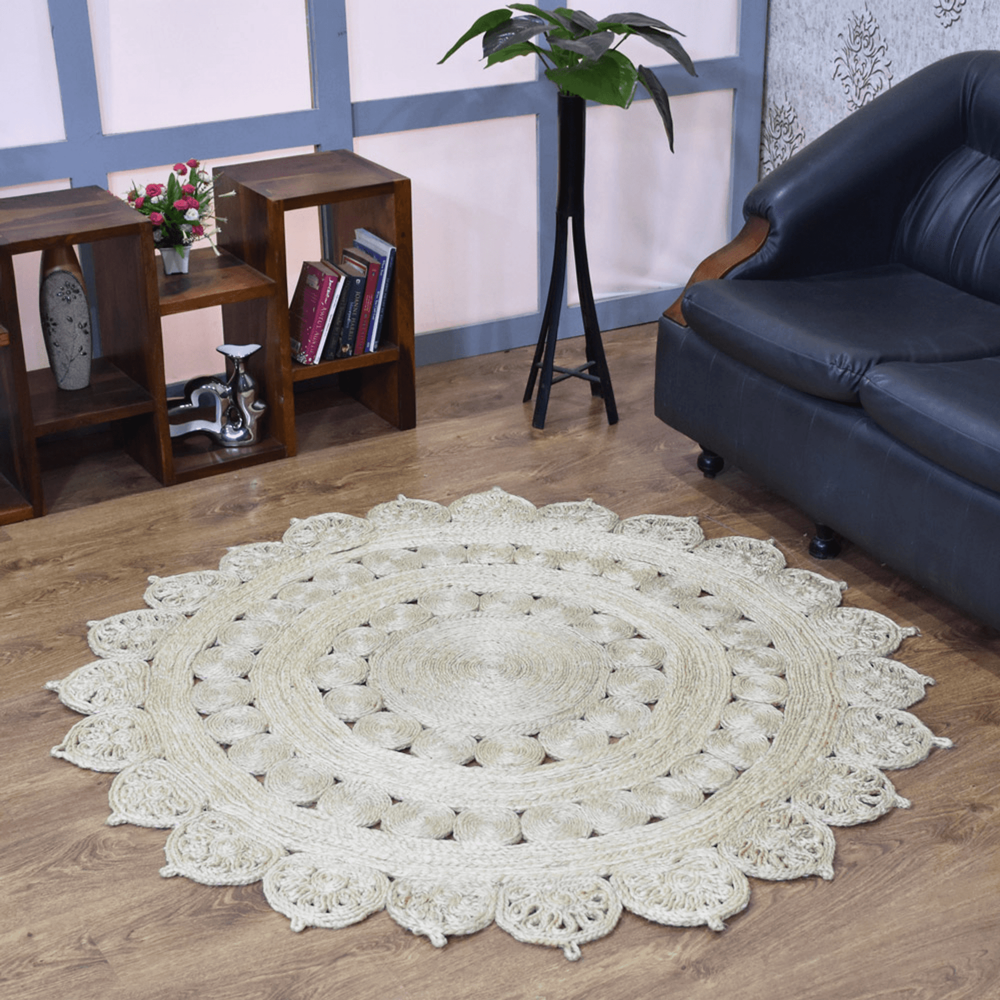Rugsotic Hand Woven Eco-Friendly Jute Round Area Rug-14