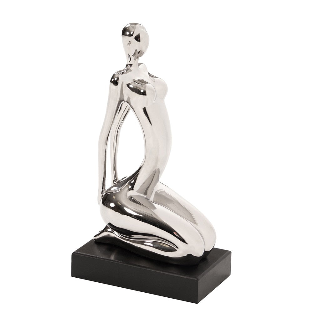 Modern Silver and Black Ustrasana Yoga Sculpture-2