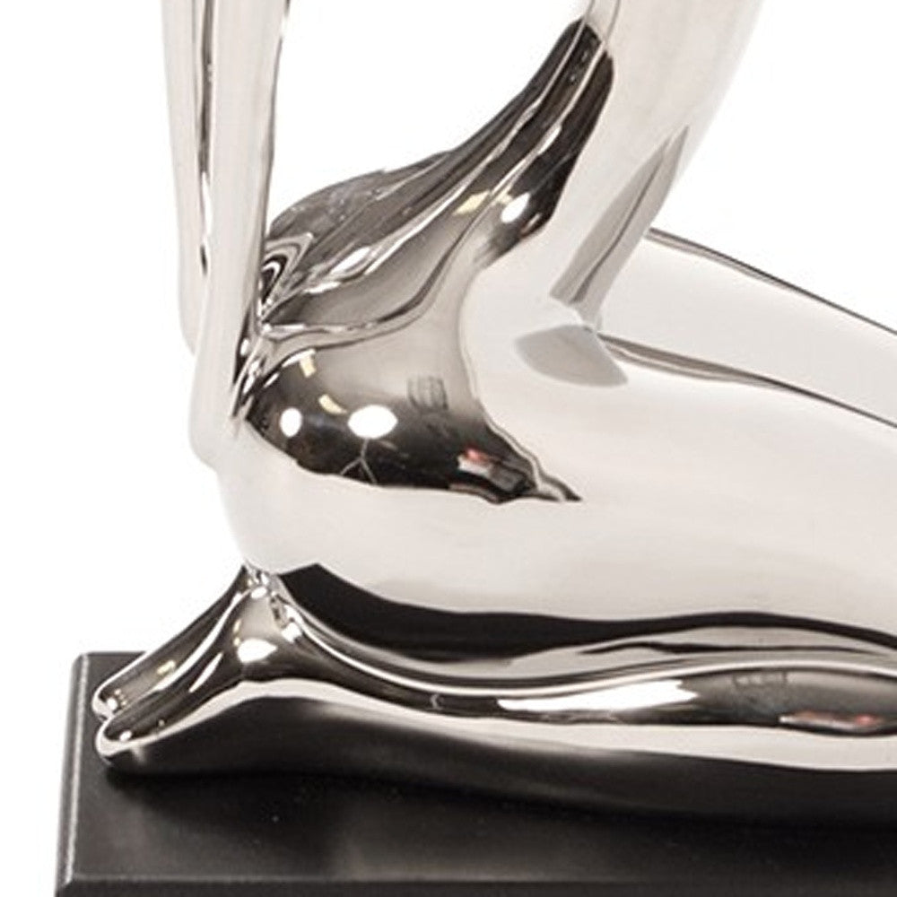 Modern Silver and Black Ustrasana Yoga Sculpture-6