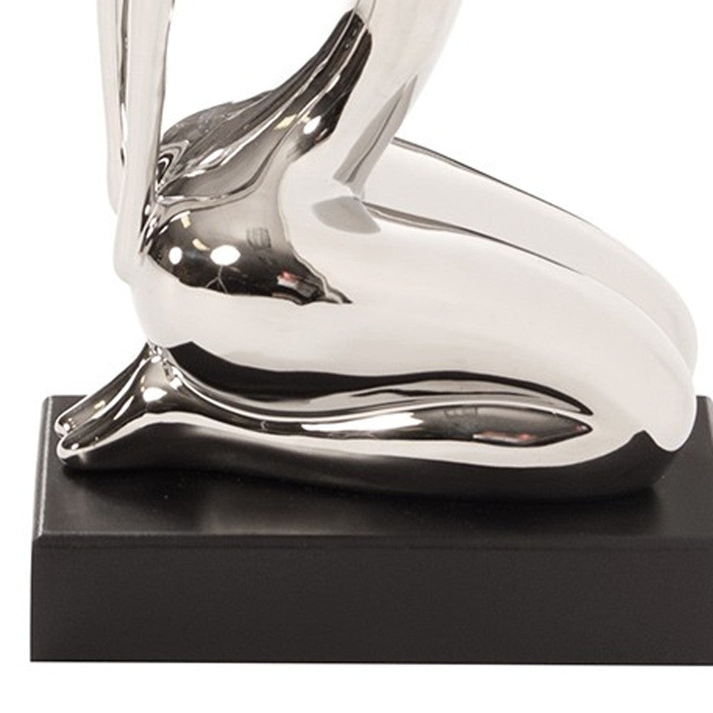 Modern Silver and Black Ustrasana Yoga Sculpture-7