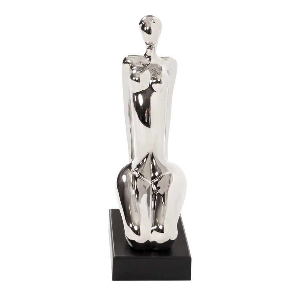 Modern Silver and Black Ustrasana Yoga Sculpture-3