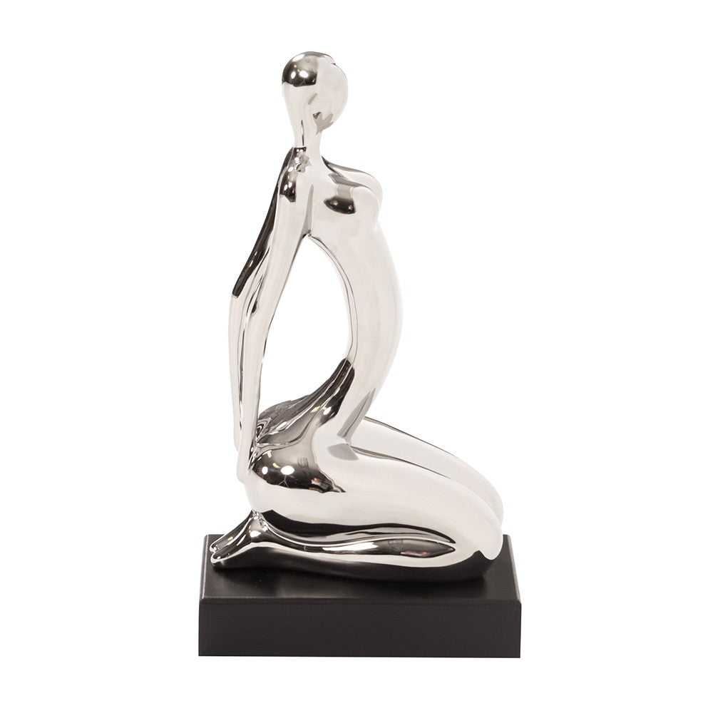 Modern Silver and Black Ustrasana Yoga Sculpture-1