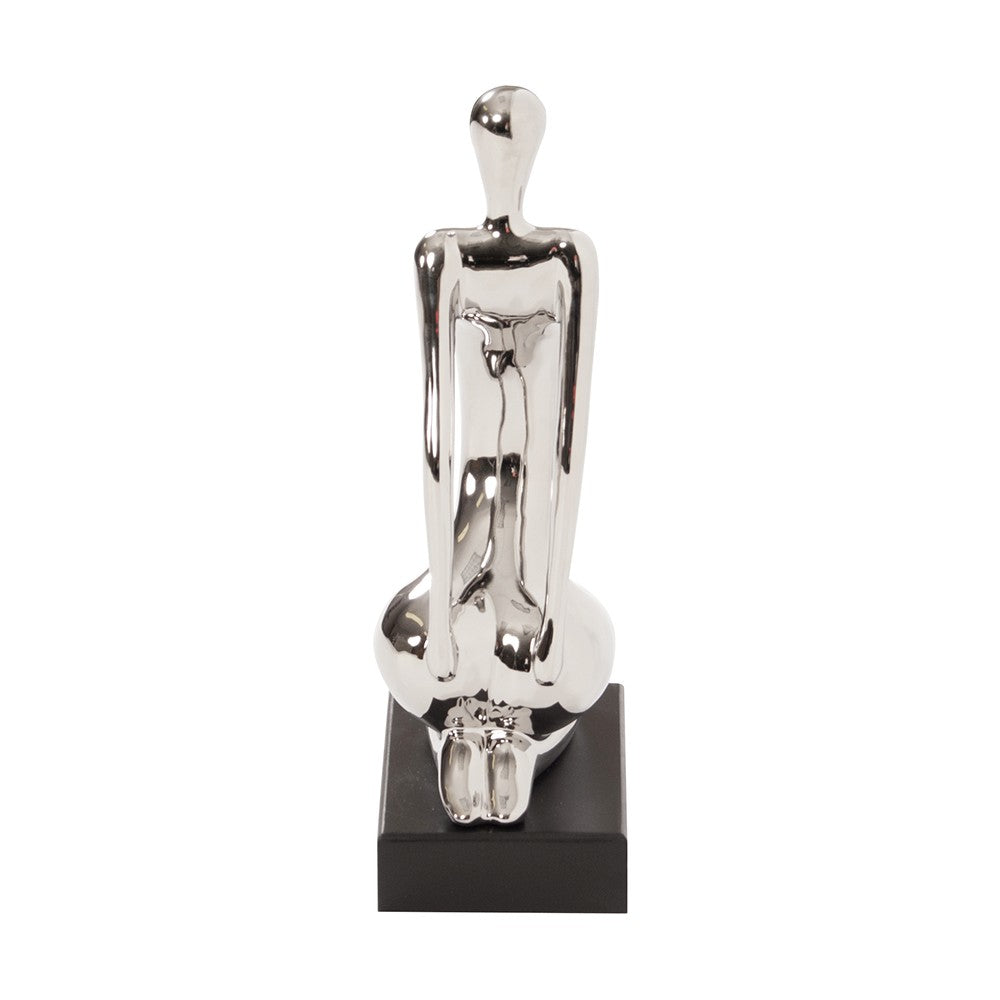 Modern Silver and Black Ustrasana Yoga Sculpture-4