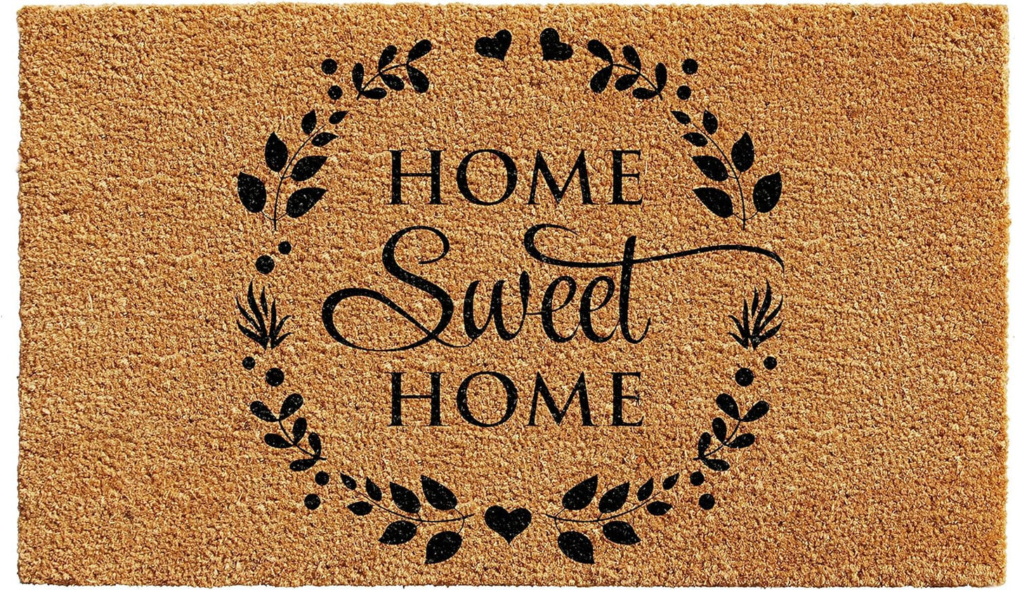 17" X 29" Natural and Black Coir Home Sweet Home Outdoor Door Mat-1