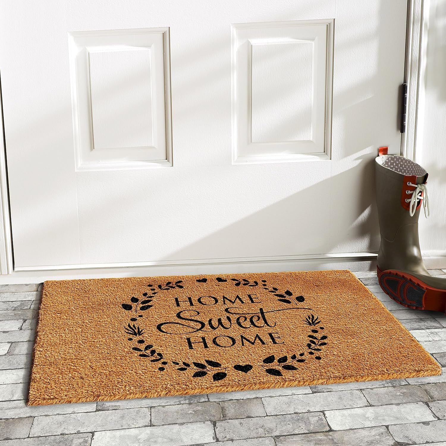 17" X 29" Natural and Black Coir Home Sweet Home Outdoor Door Mat-5