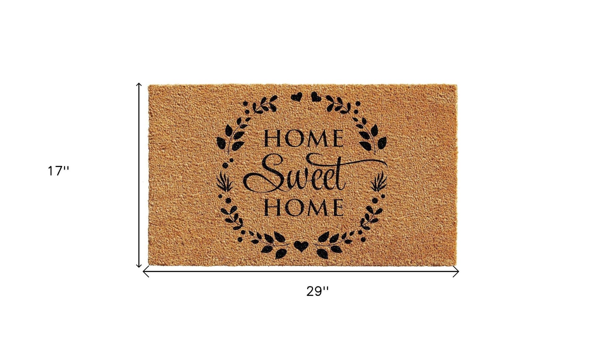 17" X 29" Natural and Black Coir Home Sweet Home Outdoor Door Mat-2