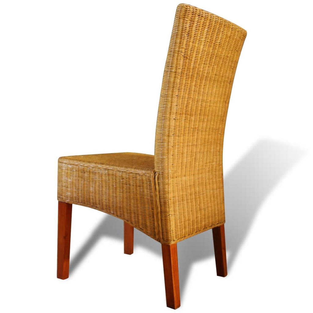 vidaXL Dining Chair Woven Dining Room Kitchen Furniture Brown Natural Rattan-1