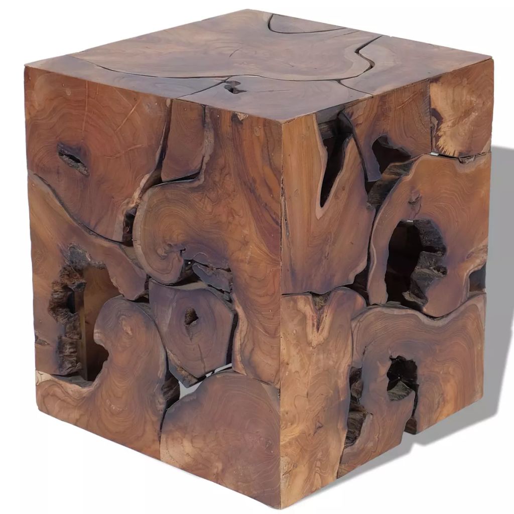 vidaXL 1/2/4x Solid Teak Wood Stool Footrest Home Furniture Side Couch Table-3
