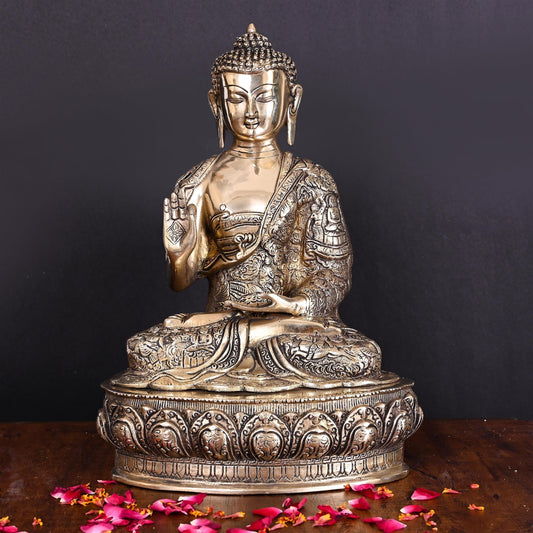 Brass Handcarved Blessing Buddha Home Decor (14.5 Inch)-0