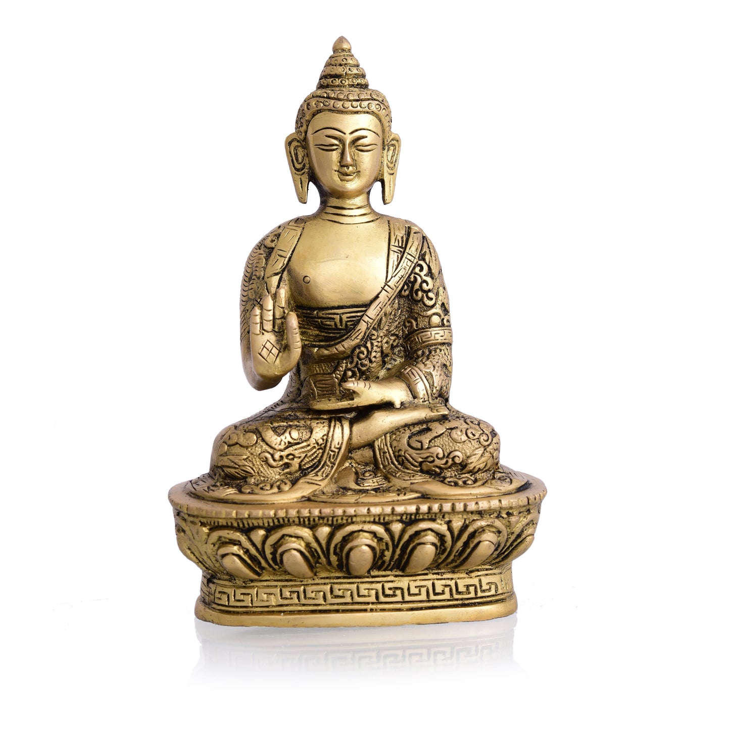 Brass Home Decor Buddha Sitting Idol (7 Inch)-1