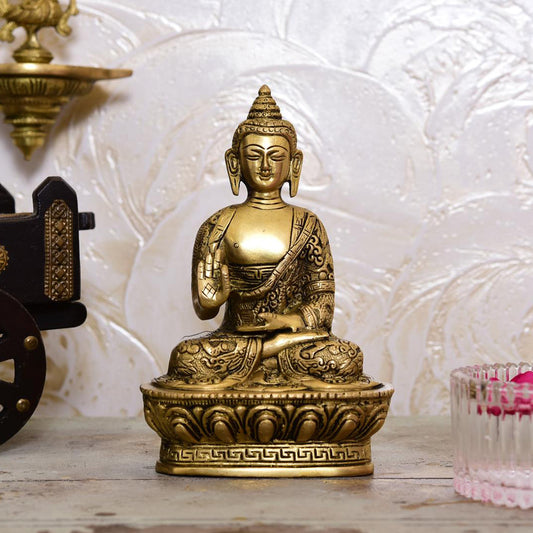 Brass Home Decor Buddha Sitting Idol (7 Inch)-0