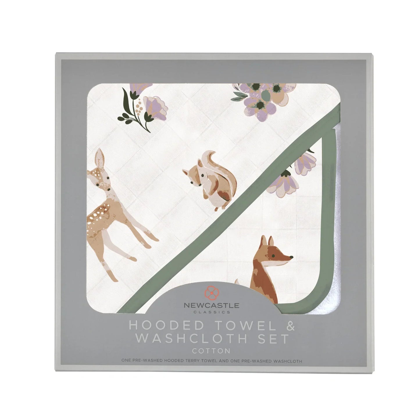 Sierra Fox and Deer Cotton Hooded Towel and Washcloth Set-0