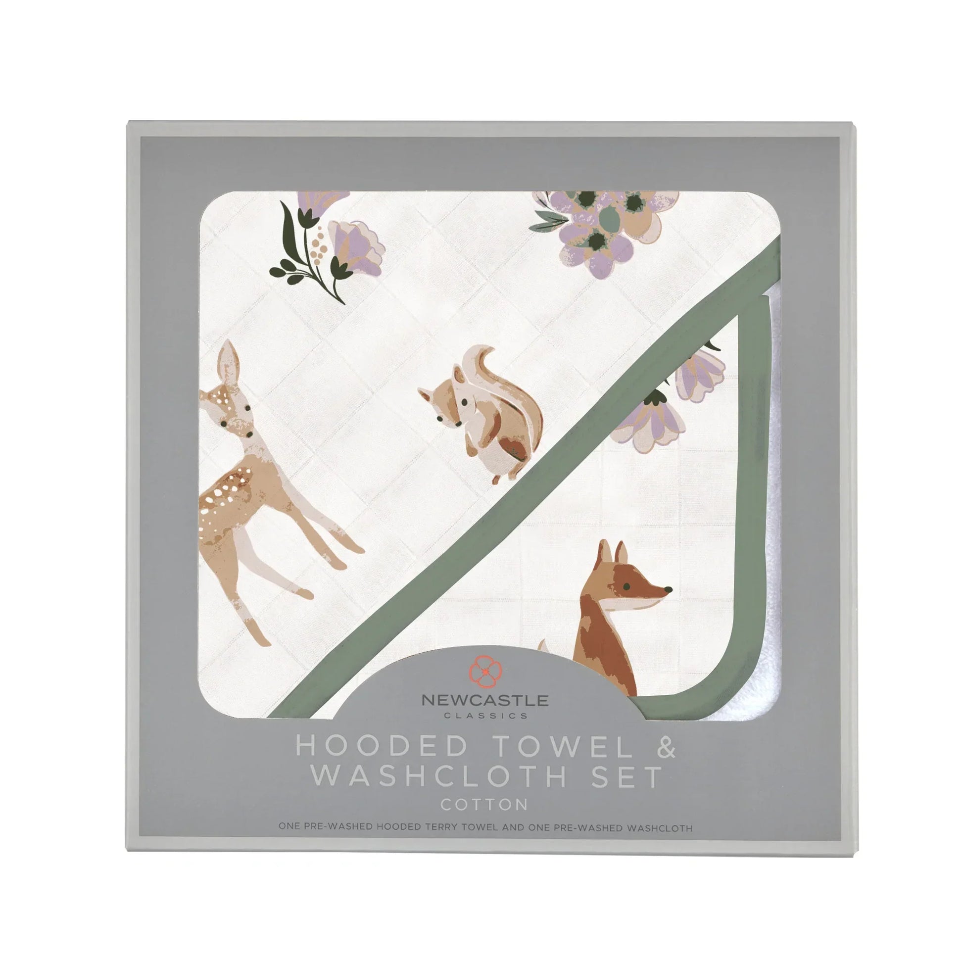 Sierra Fox and Deer Cotton Hooded Towel and Washcloth Set-0