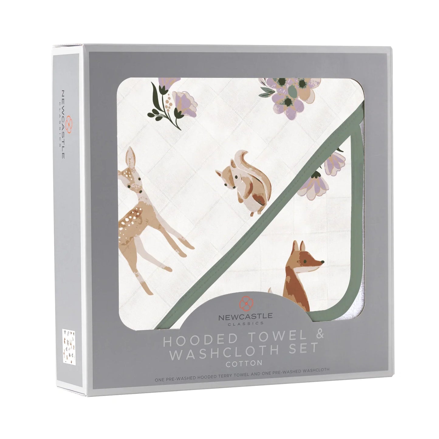 Sierra Fox and Deer Cotton Hooded Towel and Washcloth Set-2