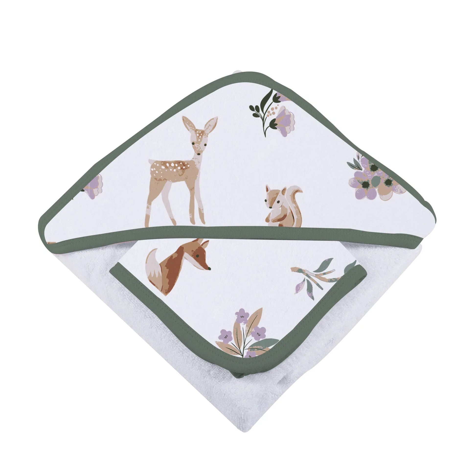 Sierra Fox and Deer Cotton Hooded Towel and Washcloth Set-4