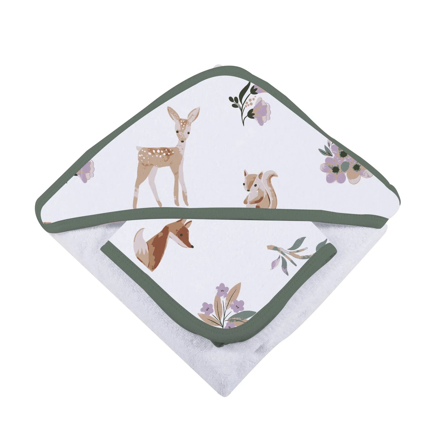 Sierra Fox and Deer Cotton Hooded Towel and Washcloth Set-3