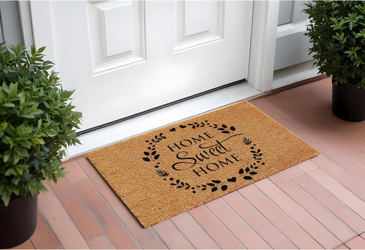17" X 29" Natural and Black Coir Home Sweet Home Outdoor Door Mat-0