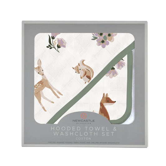Sierra Fox and Deer Cotton Hooded Towel and Washcloth Set-0