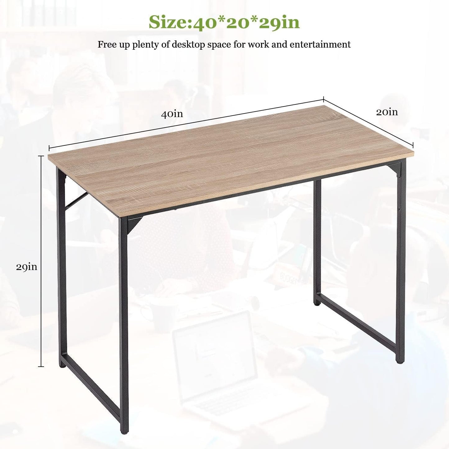 32/39/47 Inch Computer Desk Study Writing Table, Adjustable Feet, Modern Furniture for Home Office (1, Nature, 39 Inch)-2